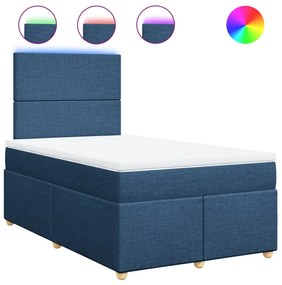 vidaXL Κρεβάτι Boxspring με Στρώμα Μπλε 120x190 εκ. Υφασμάτινο