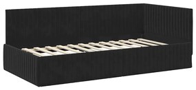 vidaXL Κρεβάτι Γωνίας με κεφαλάρι Μαύρο 100 x 200 cm Βελούδο