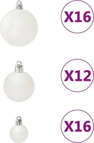 vidaXL Σετ Μπάλες Χριστουγεννιάτικες 100 Τεμάχια Λευκές