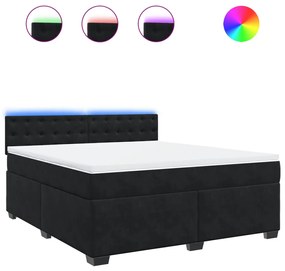 vidaXL Κρεβάτι Boxspring με Στρώμα Μαύρο 180x200 εκ. Βελούδινο