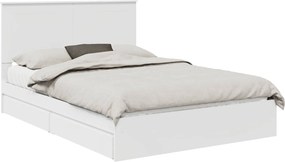 vidaXL Κρεβάτι Αποθήκης Λευκό 140 x 190 cm Επεξεργασμένο ξύλο