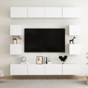 vidaXL Έπιπλα Τηλεόρασης Σετ 8 Τεμαχίων Λευκό από Μοριοσανίδα