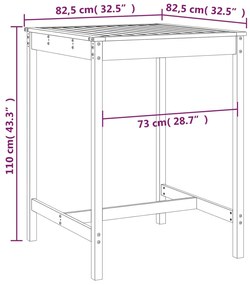 ΤΡΑΠΕΖΙ ΚΗΠΟΥ ΓΚΡΙ 82,5 X 82,5 X 110 ΕΚ. ΑΠΟ ΜΑΣΙΦ ΞΥΛΟ ΠΕΥΚΟΥ 824083