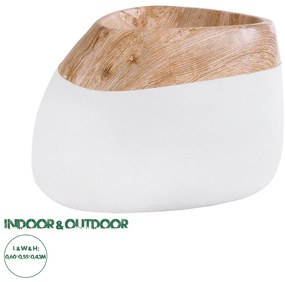 20705 GloboStar® Artificial Garden PANDORA 20705 Επιδαπέδιο Πολυεστερικό Τσιμεντένιο Κασπώ Γλάστρα - Flower Pot Λευκό με Καφέ Μ60 x Π55 x Υ43cm