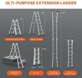 VEVOR Telescoping Ladder A Frame 15 FT Extension Multi-Function for Homework