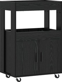 vidaXL Καλάθι Μπαρ Μαύρη Δρυς 60 x 39.5 x 89 εκ. Επεξεργασμένο Ξύλο