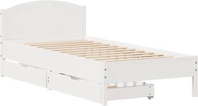 vidaXL Σκελετός Κρεβατιού Χωρίς Στρώμα Λευκό 100x200 εκ. Μασίφ Πεύκο