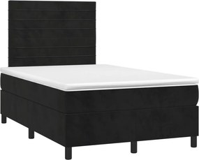 vidaXL Κρεβάτι Boxspring με Στρώμα Μαύρο 120 x 200 εκ. Βελούδινο