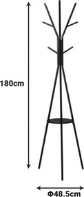 Καλόγερος Denner pakoworld μέταλλο σε μαύρη απόχρωση 48.5x48.5x180εκ