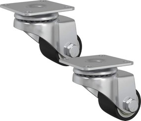 vidaXL Τροχίσκος 2 pcs Ασημί 44,1 x 44,1 x 1,95 χιλ Νάιλον