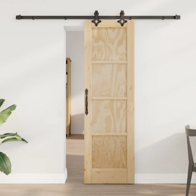 vidaXL Συρόμενη Πόρτα με Σετ Εξαρτημάτων 61x198.5 εκ Μασίφ Ξύλο Πεύκου