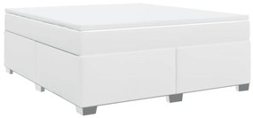 vidaXL Κρεβάτι Boxspring με Στρώμα Λευκό 180x200 εκ. Συνθετικό Δέρμα