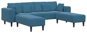 vidaXL Βελούδινος καναπές με μαξιλάρι 3 pcs Μπλε 208 εκ. Βελούδο