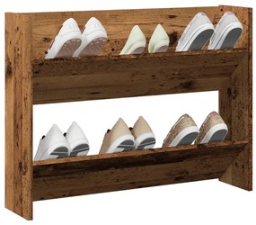 Παπουτσοθήκη Τοίχου Παλαιό Ξύλο 80x18x60 εκ. Επεξ. Ξύλο