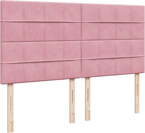 vidaXL Κρεβάτι Boxspring με Στρώμα Ροζ 200x200 εκ. Βελούδινο