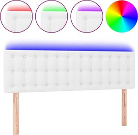 vidaXL Κεφαλάρι Κρεβατιού LED Λευκό 144x5x78/88 εκ. Συνθετ. Δέρμα
