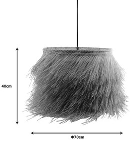 Φωτιστικό οροφής μονόφωτο Hairy Inart Ε27 φυσικό ρατάν Φ70x188εκ 70x70x40 εκ.