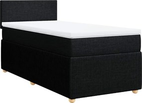 vidaXL Κρεβάτι Boxspring με Στρώμα Μαύρο 90x190 εκ.Υφασμάτινο