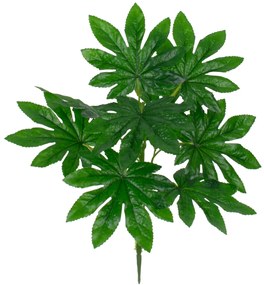 GloboStar® FATSIA 78283 Τεχνητό Φυτό Φάτσια - Μπουκέτο Διακοσμητικών Φυτών - Κλαδιών με Φύλλωμα Πράσινο Υ36cm