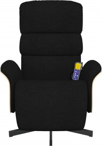 vidaXL Πολυθρόνα Μασάζ Ανακλινόμενη με Υποπόδιο Μαύρη Υφασμάτινη