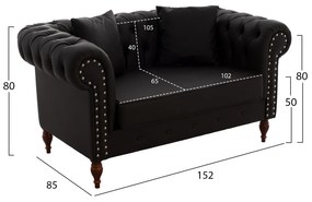 ΚΑΝΑΠΕΣ 2ΘΕΣΙΟΣ Τ. CHESTERFIELD CIELLE ΣΕ ΧΡΩΜΑ ΚΑΦΕ HM3184.03 152x85x80 εκ. - HM3184.03