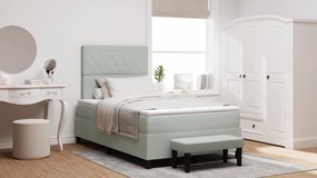vidaXL Κρεβάτι box spring με στρώμα & πάγκο ανοιχτό γκρι 120x200 εκ. βελούδο