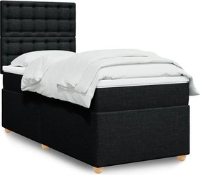 vidaXL Κρεβάτι Boxspring με Στρώμα Μαύρο 90x190 εκ.Υφασμάτινο