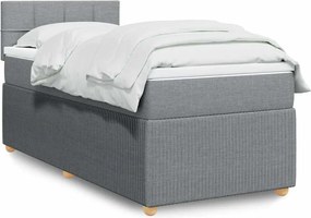 vidaXL Κρεβάτι Boxspring με Στρώμα Ανοιχτό Γκρι 90x200 εκ. Υφασμάτινο