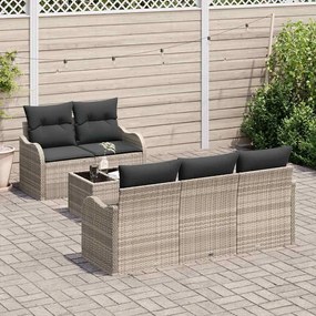 vidaXL Σετ Καναπέ Κήπου με μαξιλάρι 6 pcs Ανοιχτό γκρι 55 x 55 x 37 εκ