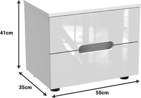 Κομοδίνο Afina pakoworld mdf σε λευκή glossy απόχρωση 50x35x41εκ