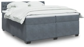 vidaXL Κρεβάτι Boxspring με Στρώμα Σκούρο Γκρι 200x200 εκ. Βελούδινο
