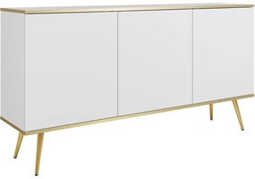 Μπουφές Oro K160_BI_GL 160x39x85cm White-Gold Μελαμίνη,Μέταλλο