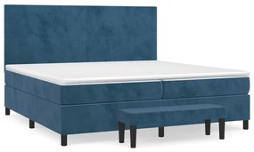 Κρεβάτι Boxspring με Στρώμα Σκούρο Μπλε 200x200 εκ. Βελούδινο - Μπλε