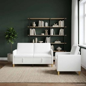 vidaXL Σαλονάκι Σετ Με Αποθηκευτικό Χώρο 2 pcs Λευκό Πολυεστέρας
