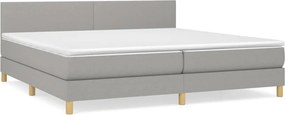 vidaXL Κρεβάτι Boxspring με Στρώμα Ανοιχτό Γκρι 200x200 εκ. Υφασμάτινο