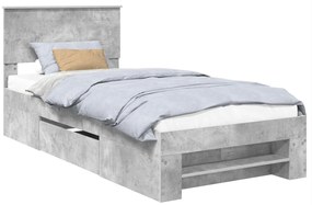 vidaXL Σκελετός Κρεβατιού με κεφαλάρι Σκυρόδεμα Γκρι 90 x 200 cm