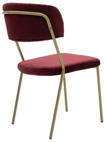 Καρέκλα Livio pakoworld βελούδο μπορντό-χρυσό πόδι