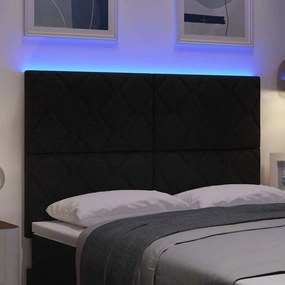 vidaXL LED κεφαλάρι Μαύρο 160 cm ύφασμα