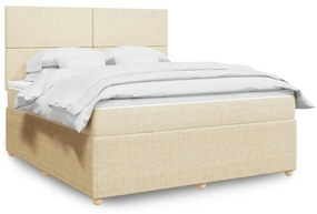 vidaXL Κρεβάτι Boxspring με Στρώμα Κρεμ 180x200 εκ. Υφασμάτινο