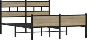 vidaXL Σκελετός Κρεβ. Χωρίς Στρώμα Sonoma Δρυς 160x200 εκ. Μεταλλικό