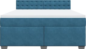 vidaXL Κρεβάτι Boxspring με Στρώμα Μπλε 180x200 εκ. Βελούδινο
