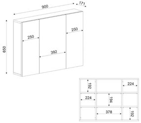 Καθρέπτης μπάνιου Base Μegapap χρώμα λευκό 90x17,1x65εκ.