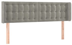 Κεφαλάρι Κρεβατιού LED Ανοιχτό Γκρι 147x16x78/88 εκ. Βελούδινο - Γκρι