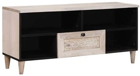 vidaXL Ντουλάπι TV με συρτάρι Λευκό 105 x 33 x 46 εκ Μασίφ ξύλο μάνγκο