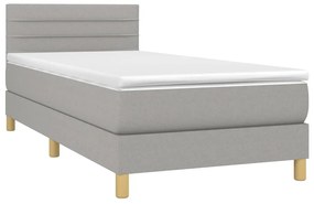 vidaXL Κρεβάτι Boxspring με Στρώμα &amp; LED Αν.Γκρι 80x200 εκ. Υφασμάτινο
