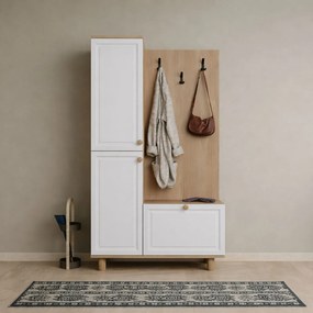 Έπιπλο Εισόδου Λευκό / Δρυς DRIPRO 90x37x173