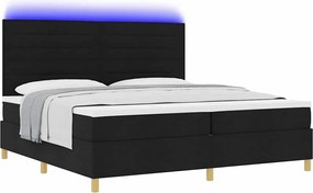 vidaXL LED Κρεβάτι με βάθρο με στρώμα Μαύρο 200 x 200 cm ύφασμα