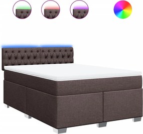 vidaXL Κρεβάτι Boxspring με Στρώμα Σκούρο Καφέ 140x200 εκ Υφασμάτινο