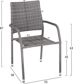 ΣΕΤ ΤΡΑΠΕΖΑΡΙΑΣ MORNER HM21195 ΤΡΑΠΕΖΙ ΜΕ 4 ΠΟΛΥΘΡΟΝΕΣ--ΓΚΡΙ