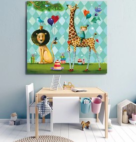 Παιδικός πίνακας σε καμβά με ζώα KNV0401 80cm x 80cm